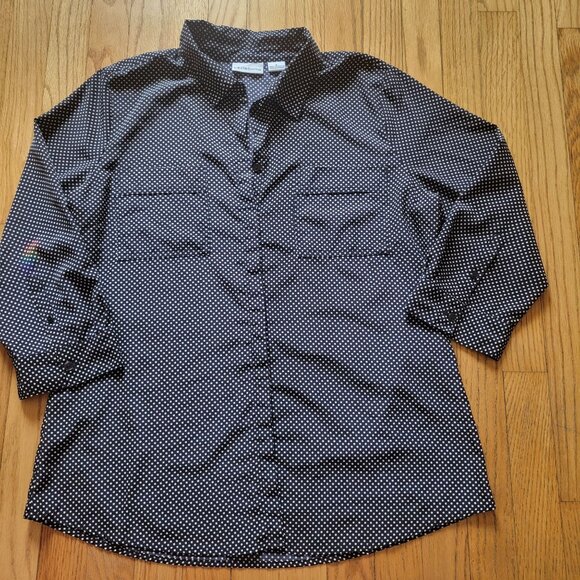 Liz Claiborne Polka Dot Button-Up Shirt Womens L 100% Polyester - Picture 3 of 5